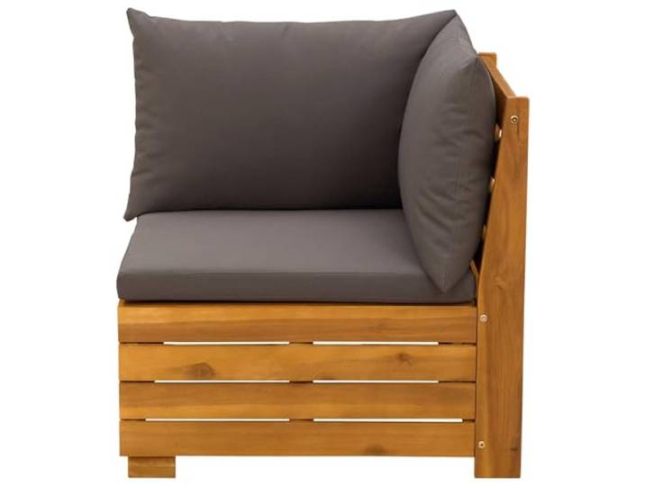 KTHLBRH Ecksofa für den Garten, aus massivem Akazienholz, Braun Abnehmbare, waschbare Kissen, Lattenrost, modular, für den Außenbereich, 110 kg