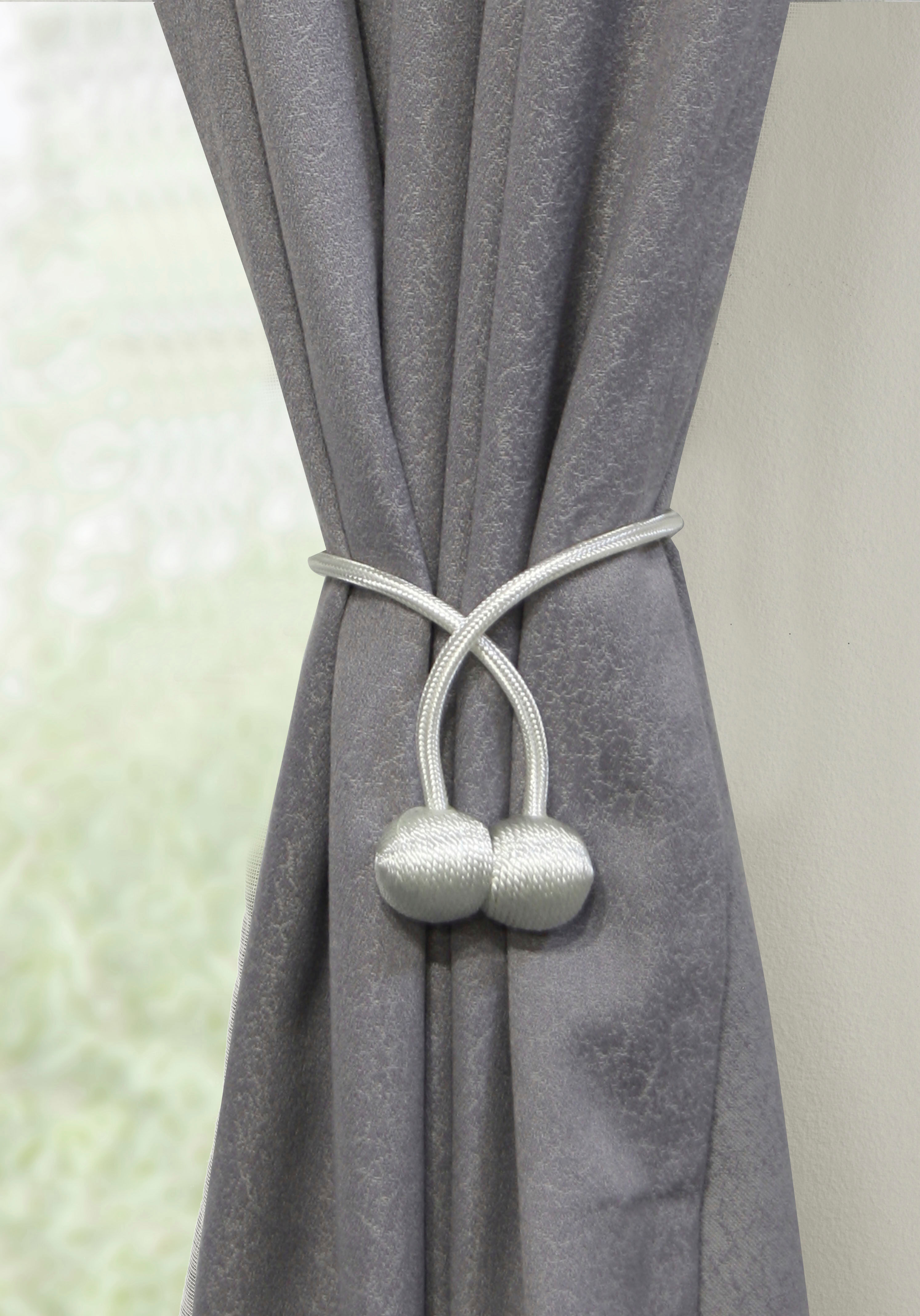 Raffhalter GARDINIA "Flex-S mit Magnet", weiss (weiß), B:0,8cm L:48cm Ø:8cm, Obermaterial: 75% Kunststoff, 25% Polyester, Raffhalter, Raffhalter, vielfältige Anbringungsmöglichkeiten weiß B/H/L: 0,8cm x 48cm