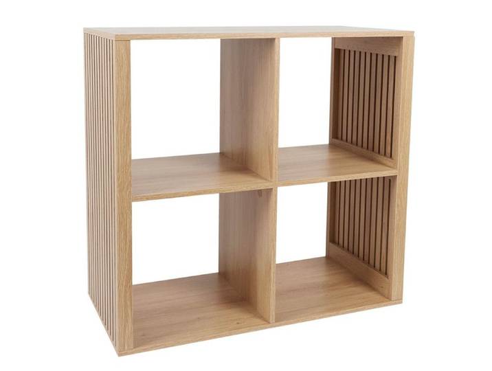 PAJAN - Rangement 4 Cases Effet Bois avec Tasseaux