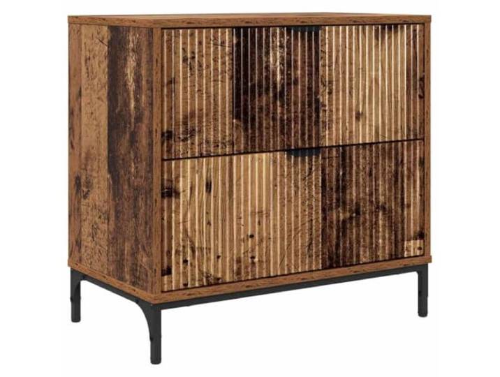 KGFHERENB Nachttisch Altholz 63,5x36x61 cm Beistelltisch mit Schublade Kompakte Nachtkonsole im Vintage-Look für Ihr Schlafzimmer, bietet praktischen Stauraum mit Fach und Schublade.