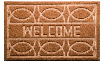 IH Casa Decor Embossed Coir Door Mat Geometric Pattern - Welcome