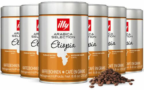 cafeIlly Illy - Kaffeebohnen Arabica Äthiopien 6 X 250 G - MaxiCoffee