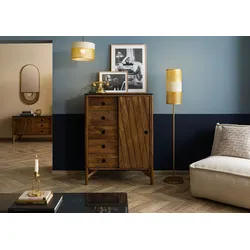 Kommode Mango 90x45x120 braun geölt / dunkler Granit LOS ANGELES #110