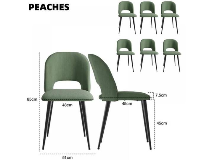 PEACHES Chaises de salle à manger lot de 6 – confort quotidien – style moderne – vert