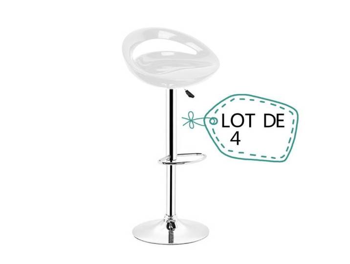 Tabouret de Bar Blanc - NUO - Lot de 4 - Assis Ergonomique - Repose Pieds Confortable