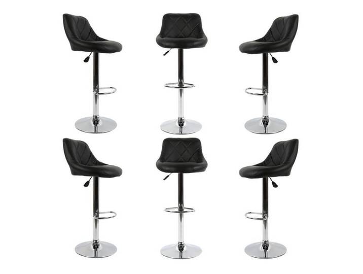 6 x TABOUTRET DE BAR Noir Dossier en sergé Chaise de Bar Pied en Métal Pivotantes et réglables