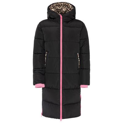 Steppmantel ZWILLINGSHERZ "„Leo Kapuze“", Damen, Gr. L, schwarz, Obermaterial: 100% Polyester, Mäntel Steppmantel, Kapuze mit Leofutter, Reißverschluss, Taschen, elastische Bündchen