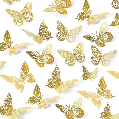 Uplift Essentials 48 Piece 3D Metallic Butterfly Wall Decor Set style 1