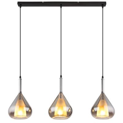 GLOBO LIGHTING Hängeleuchte "GEEKY", silber (schwarz matt), 3, H: 140cm, 1 Stk., Leuchten, Hängeleuchte Schwarz, Rauchglas, höhenkürzbar, E27, Hängeleuchte