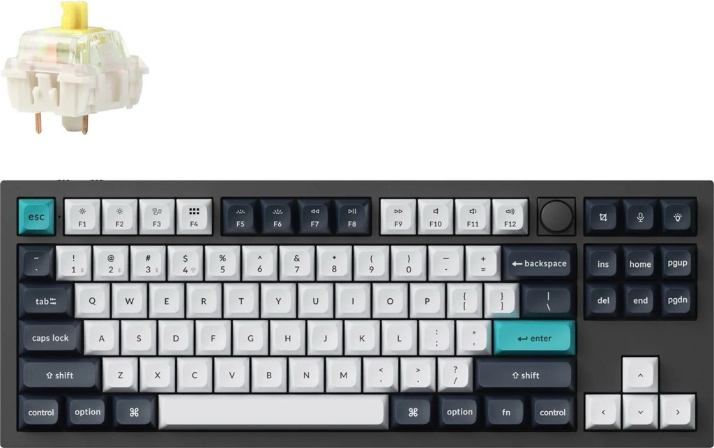 Keychron Q3 Max, Verkabelt & Kabellos, USB + RF Wireless + Bluetooth, Mechanischer Switch, QWERTY, RGB-LED, Schwarz, Cyan, Dunkelblau, Weiß