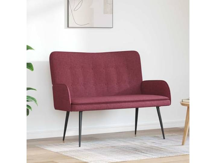pokgdf 2-Sitzer Sofa Weinrot 115 cm Stoff Metall Holzwerkstoff Rahmen, Schaumstoffpolsterung, Pulverbeschichtete Stahlbeine, für kleines Wohnzimmer