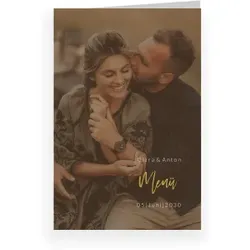 Hochzeit Menü in Braun im Design "Unvergesslich" - Musterkarte