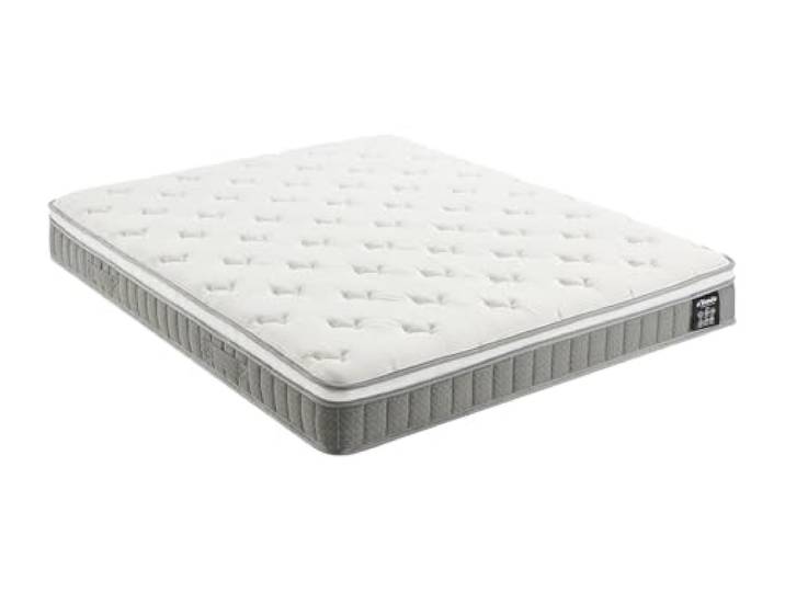 Vente-unique - Standardmatratze 2 Personen Vitogo - Stoff Weiß Integrierte Matratzenauflage Memory-Schaum-Technologie