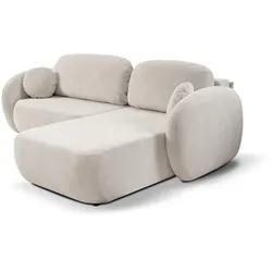 ECKSOFA AMICO R-S Creme Geflochtener Stoff mit Schlaffunktion