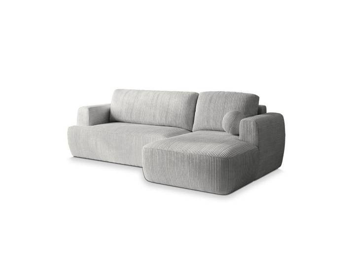 ECKSOFA SENTI P R-S Hellgrau Kordstoff mit Schlaffunktion