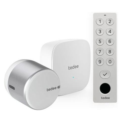 Tedee Go 2 Aluminium mit Bridge und Keypad Pro (Elektronische Zahlenkombination, Fingerabdruck) (SET GO 2 BRIDGE)