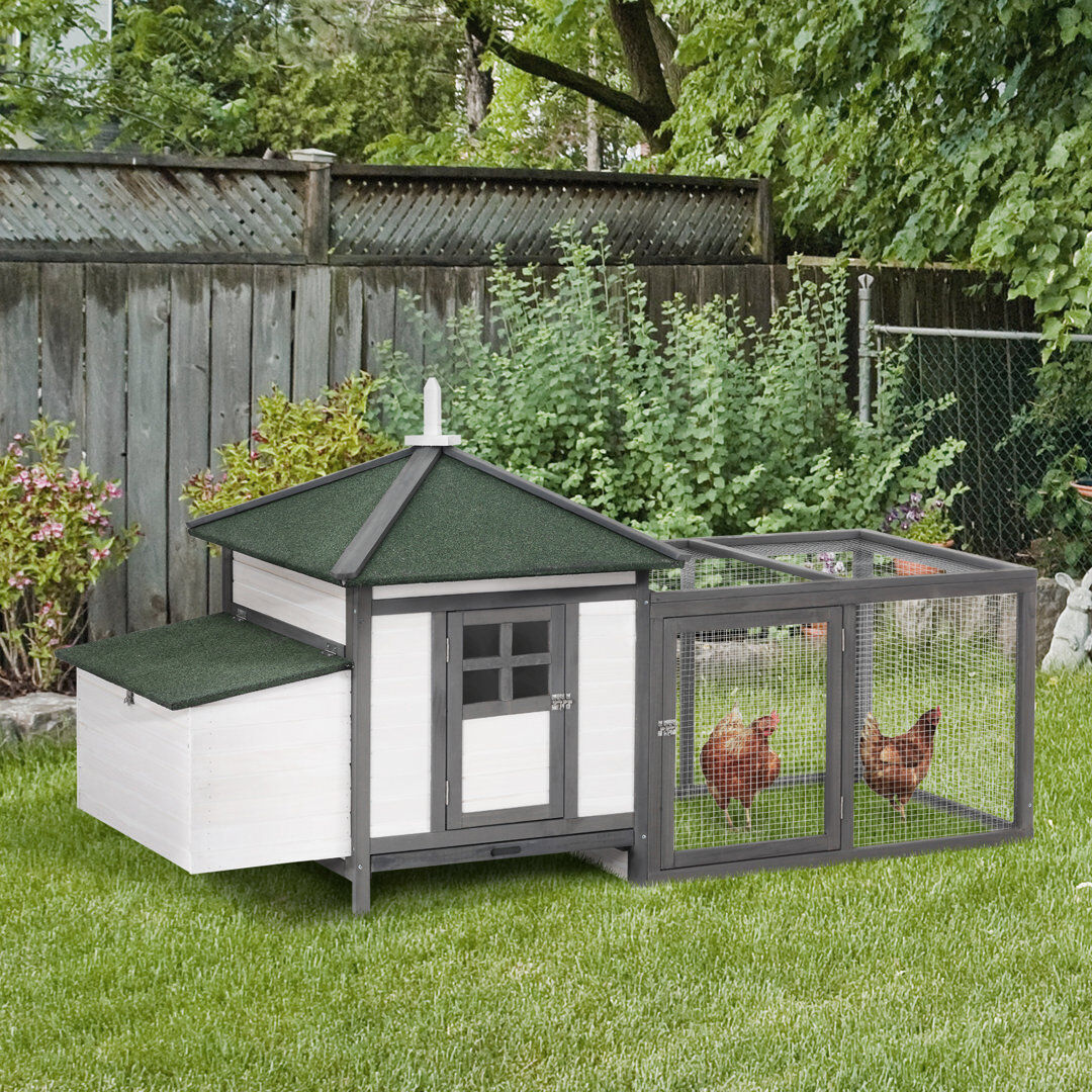 Archie & Oscar Holsworthy Chicken Coop Hen Poultry House with Nesting Box Outdoor Run Patio Wooden Grey 1.49m²