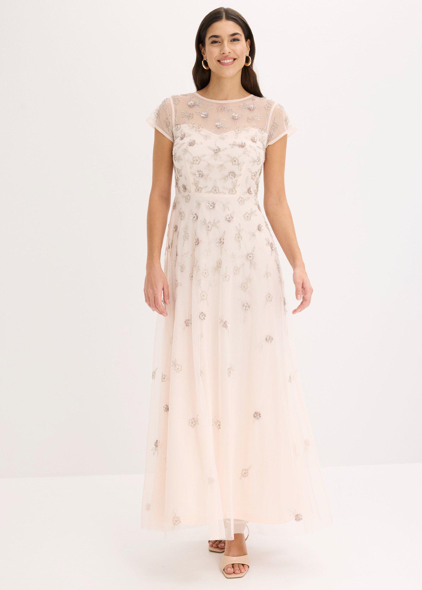bonprix Abendkleid aus zartem Tüll mit Paillettenstickerei, rosa, Gr.44, Abendkleid aus zartem Tüll mit Paillettenstickerei