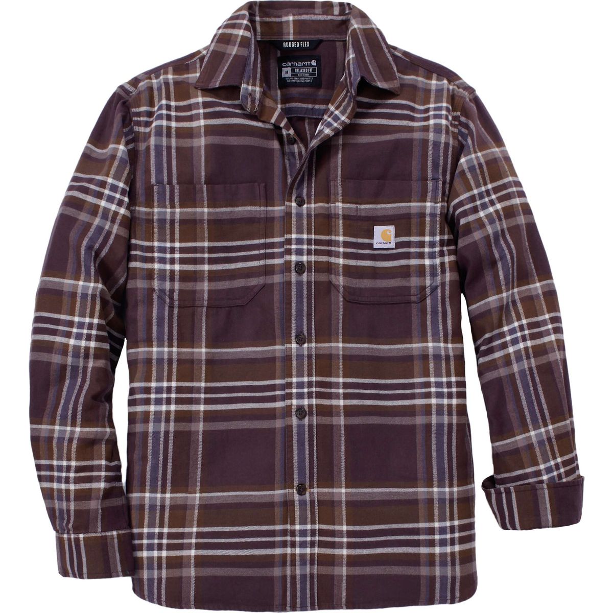Carhartt Hamilton Relaxed LS Plaid Shirt dark sepia (BB3) S REG 107010-BB3SREG