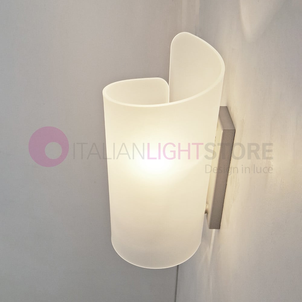 Papiro Lampada A Parete In Cristallo Curvato D.15 Design Moderno