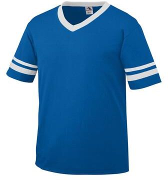 Augusta Sportswear 360 Athletic Sleeve Stripe Jersey T-Shirt in Royal/White size 3XL   Cotton Polyester