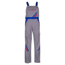 Latzhose "HIGHLINE" 285g/m2 Canvas-Besatz - 42 - zink/kornblau/rot