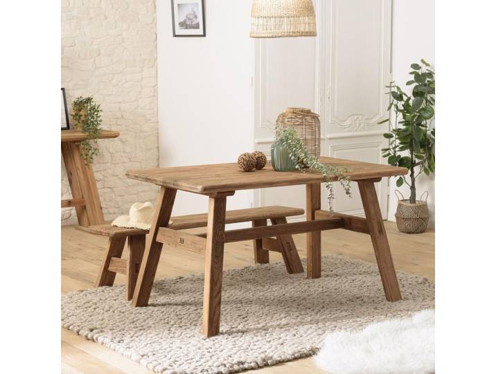 SANDY - Table à manger 140x75cm bois Pin recyclé SANDY