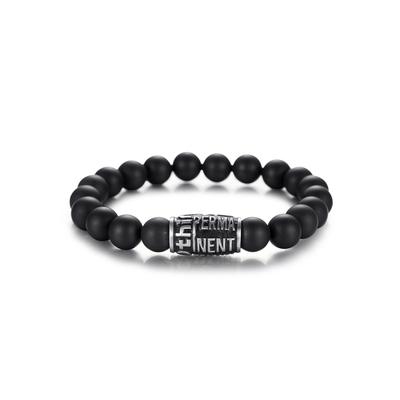 Perlenarmband FIRETTI "Schmuck Geschenk Armschmuck Armkette Perle", schwarz (edelstahlfarben, schwarz, schwarz), Armbänder, Herren, 18cm, Edelstahl Nylon, Edelstahl, Nylon, Perlenarmband, mit Onyx