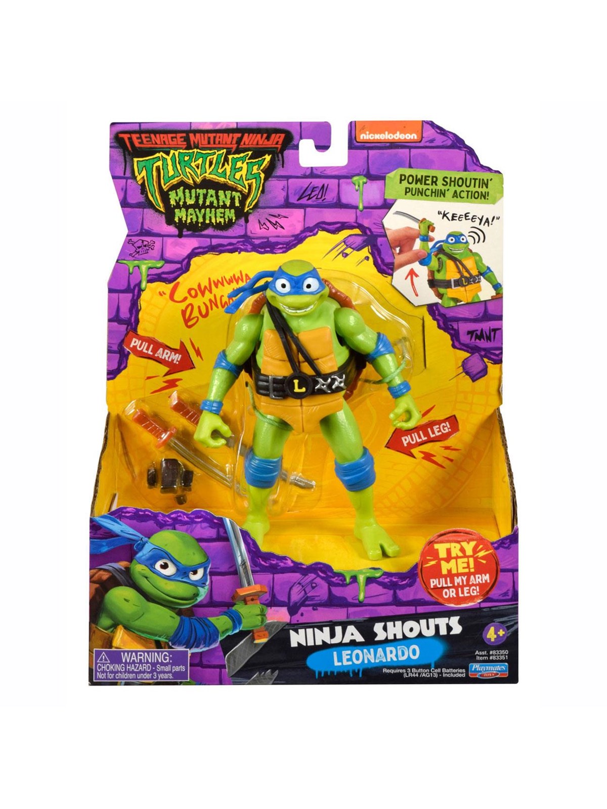 Playmates Toys Turtles Mutant Mayhem Ninja Shouts Figure - Leonardo
