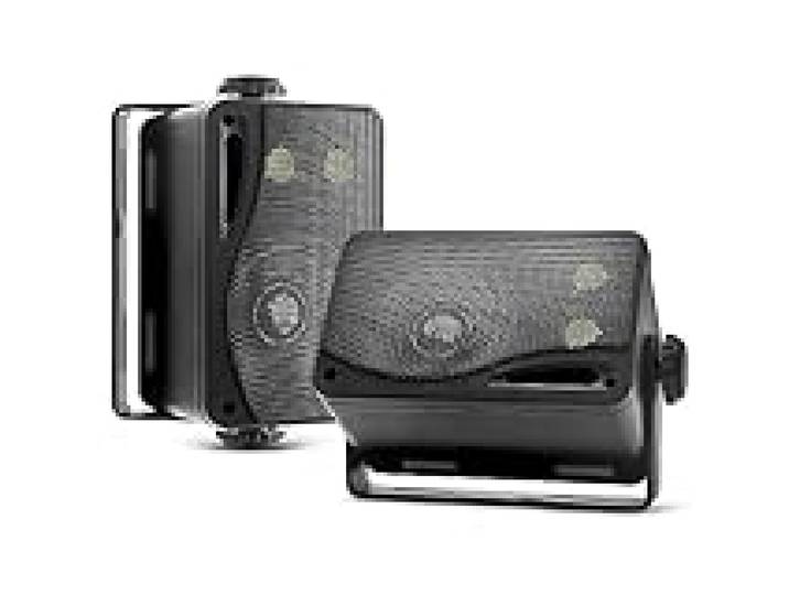 Pyle Système d'Enceinte Mini Boîte 3 Voies - Haut-parleurs Marine étanches de 8.9cm et 200 Watts - Utilisation Intérieure et Extérieure - sur un Bateau, Piscine ou sur la Terrasse - Noir
