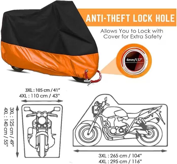 INF Motorradabdeckung (wetterfest und staubdicht) S