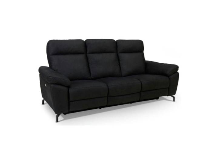 3-Sitzer Relaxsofa Selesta - Elektrisch mit USB, Stoff Schwarz