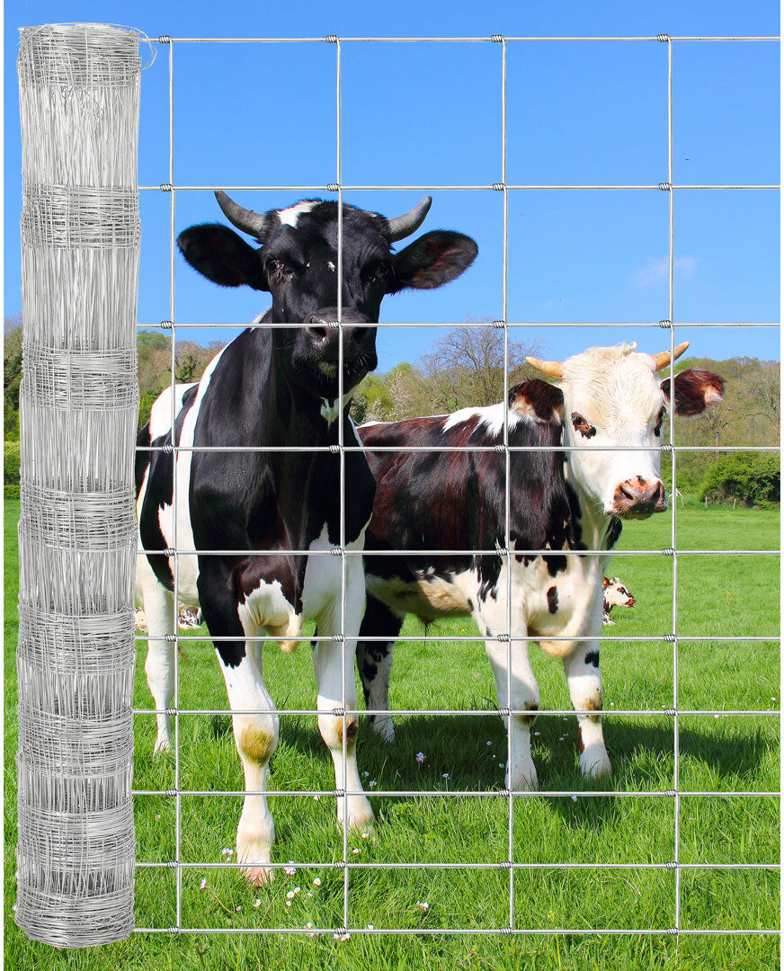 Blue Elephant Cattle Fence -Heavy Duty Galvanized Wire Fencing for Sheep, Hog, Goat & Deer, Durable Rust-Resistant Chain Link Fence Silver 328 ft H x 4 ft W