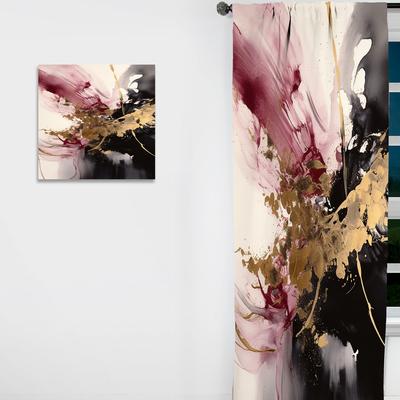 DESIGN ART "Designart ""Gold And Pink Fluid Fusion I"" Abstract Curtain - Blackout Abstract Curtain - 1 Panel"