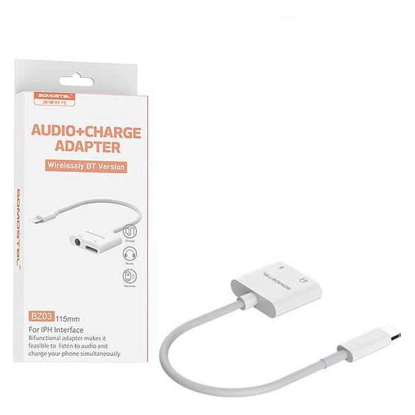 Somostel USB-Adapter SMS-BZ03 Lightning - 3,5-mm-Buchse + Lightning Weiss (SMS-BZ03) (Winkeladapter) (SMS-BZ03)