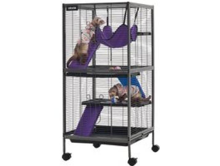 VEVOR Kleintierkäfig Metall Frettchenkäfig Kleintiergehege 52x52x113 cm, Frettchen Chinchillas Gleithörnchen Meerschweinchen & Kaninchen 4-Stöckig 13,97 mm Drahtabstand Feststellbare Schwenkrolle