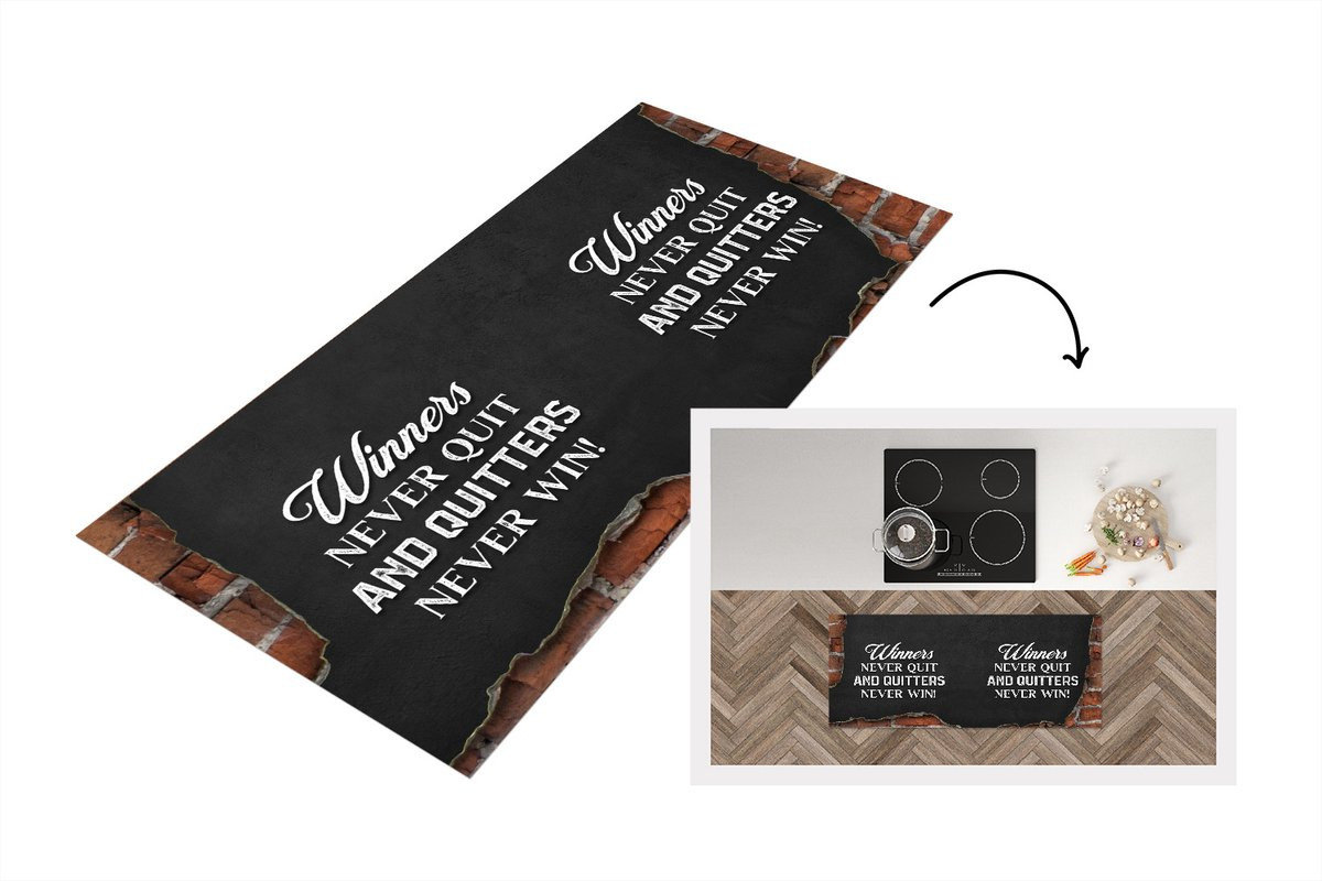 KitchenYeah Keukenloper Vinyl met Quote - 120 x 50 cm