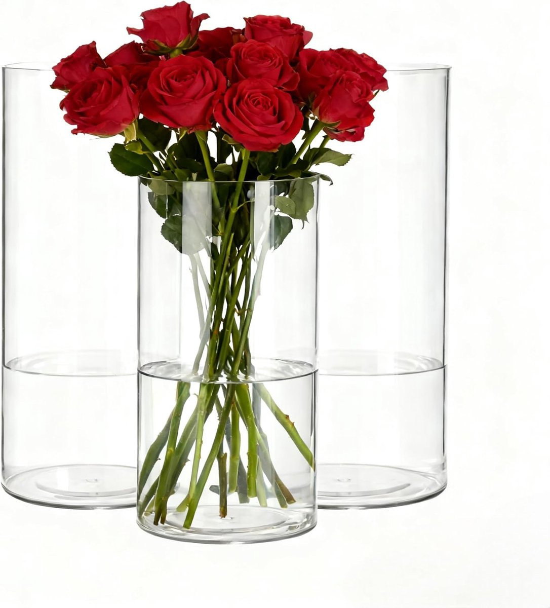 SnelShoppen Transparante Acryl Vaas - Shatterproof Lichtgewicht Cilindrische Decoratieve Bloemenvaas