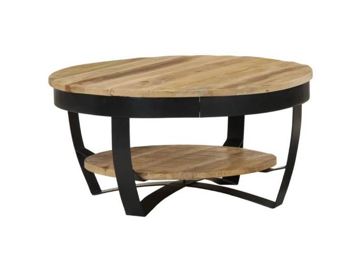 Table basse - FYDUN - Bois massif de manguier - Avec étagère - 65 x 32 cm