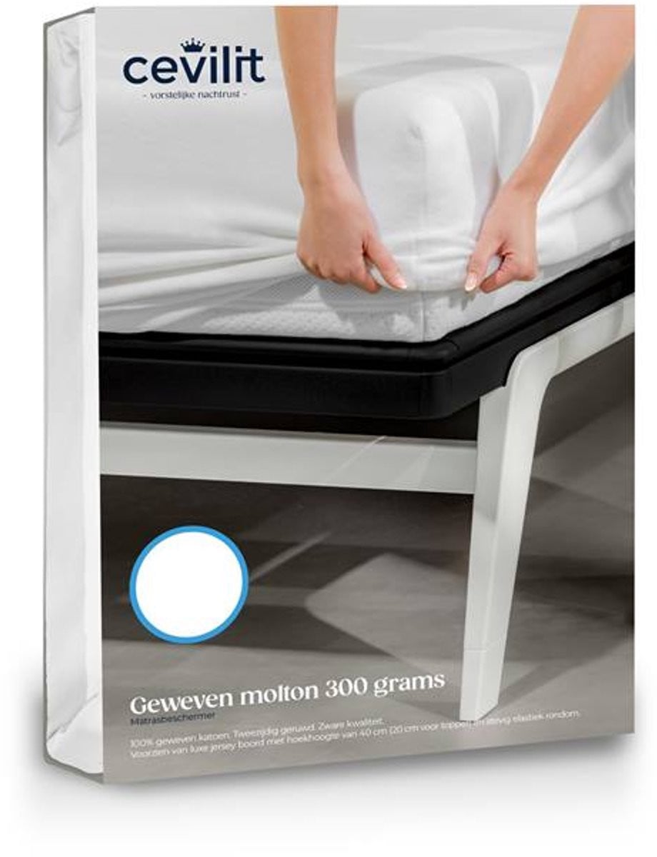Cevilit Molton 300 Grams Zwaar Splittopper Hoeslaken - Wit - 180 x 200 cm