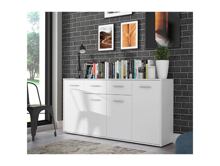 Sideboard 162 x 88 x 34cm Weiß/Weiß
