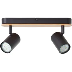 Brilliant, Deckenstrahler, Niels Spotbalken 2flg schwarz matt/natur (GU10)