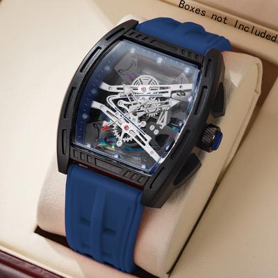 Fusion Finds Luxury Men's Quartz Watch With Large Dial & Silicone Strap Sport Casual Analog Wristwatch blue