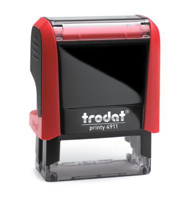 Adress-Stempel trodat® Printy 4911, Gehäusefarbe rot & Stempelabdruckfarbe schwarz