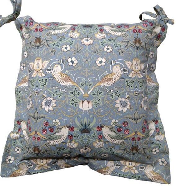 William Morris Strawberry Thief Blue Oxford Seat Pad