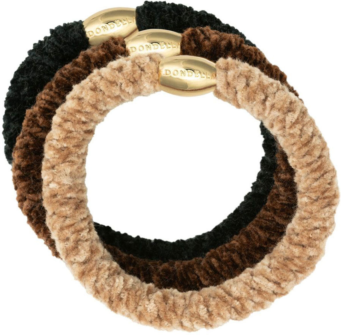 DONDELLA Chantéa Brown, Khaki, Black Hair Ring x3