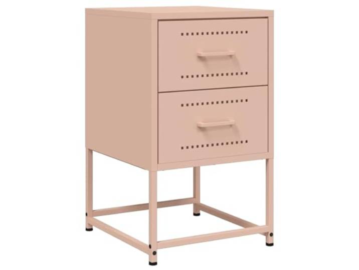 fsahslih Nachttisch Metall Beistelltisch Rosa 36x39x60,5 cm Stahl Industrieller Schubladenschrank aus Stahl in Rosa für Schlafzimmer, Wohnzimmer und Büro mit Wandhalterung.