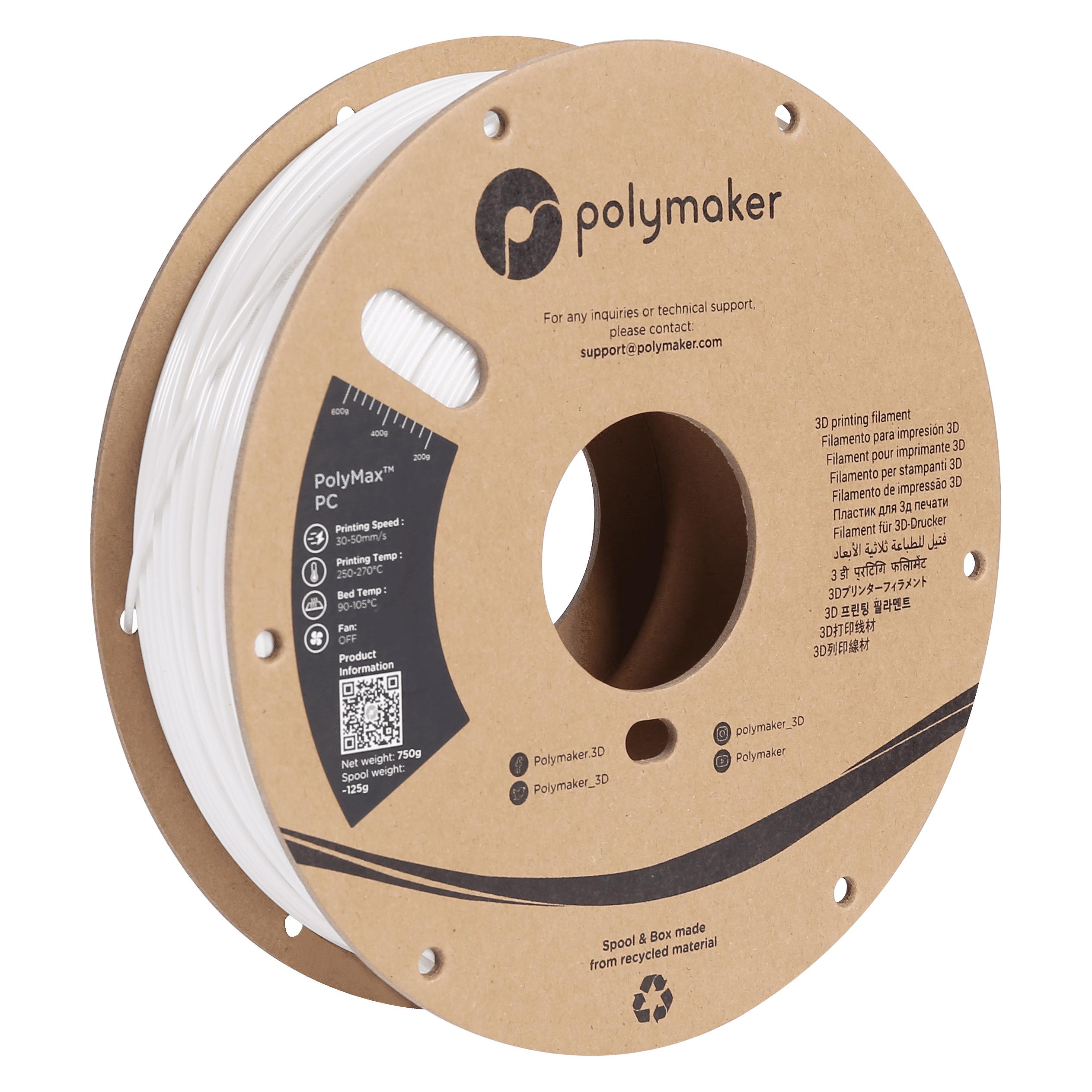 Polymaker PC02004 Polymax Tough Filament PC (Polycarbonat) hohe Steifigkeit, hit (PC, 750 g, 2.85 mm) (PC02004)