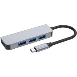 DLH HUB USB-C : 4x USB-A (USB-C, 4 Ports), Dockingstation + USB Hub, Grau