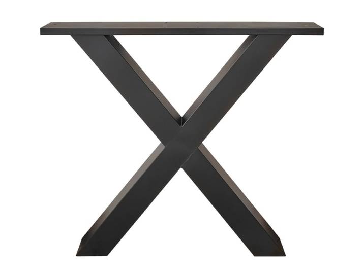 2 pieds en métal en forme de x pour plateaux de table, noir, 84x8x71cm
